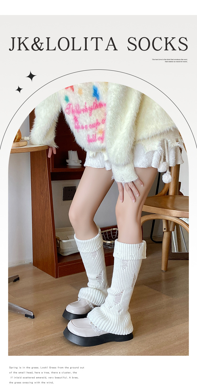 Scaldamuscoli Bootshang Calzini in cotone con fori Calzini a gamba svasata bianchi da donna per autunno e inverno Calzini spessi e caldi al polpaccio lavorati a maglia_voghion.com