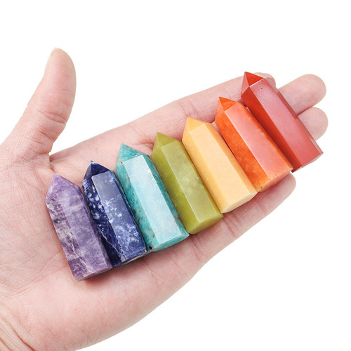 Cross-border hot selling natural crystal column crystal raw stone ore specimen diy single pointed hexagonal column set box children's gift