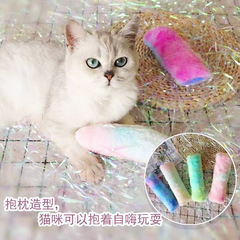 廠家供跨境亞馬遜貓玩具抱枕響紙長條毛絨貓咪玩具帶薄荷啃咬玩具