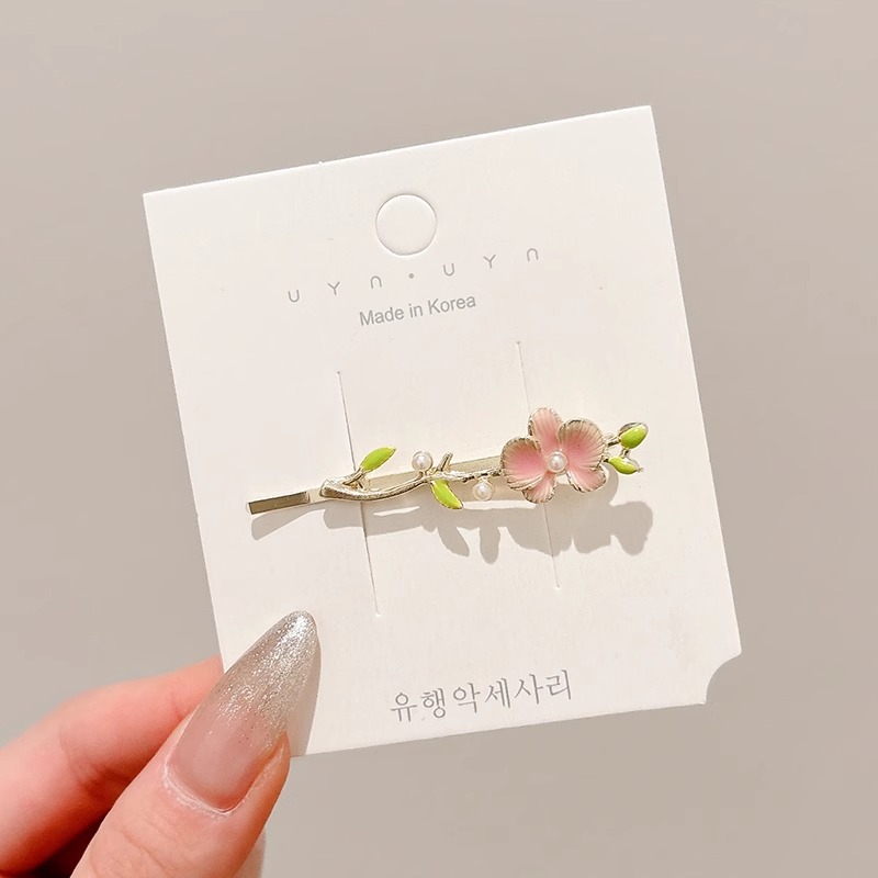 Accesorios para el cabello de perlas de loto, borde lateral de metal, cabello de alta calidad, horquilla de cabello de nicho simple, horquilla rosa fresca