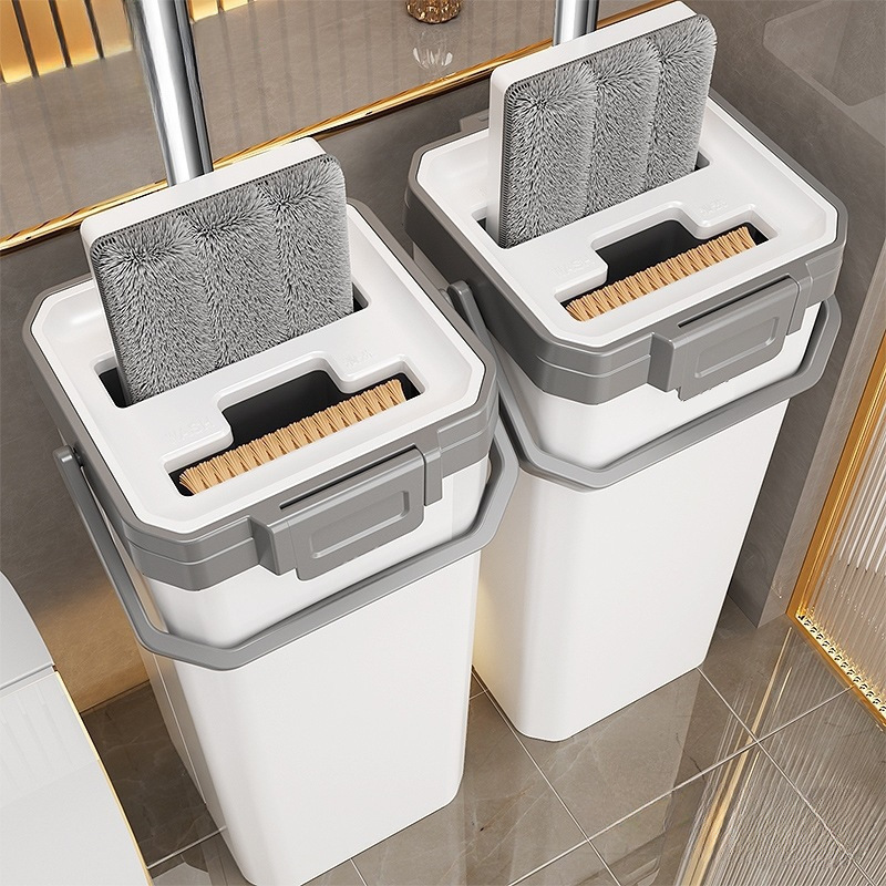 Mop for Home Use, New Model with Flat Head, Hands-Free Washing Mop Bucket, Lazy Mop Cleaning Bucket for Mopping