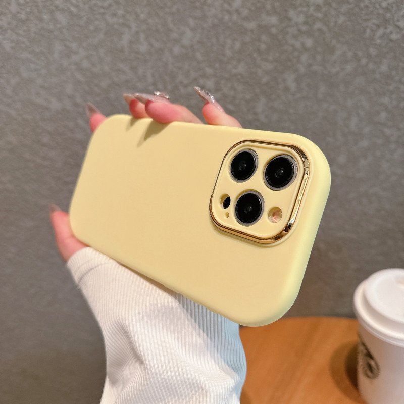 iphone15promax 無地シリコン携帯電話ケース Apple 14 電気メッキレンズ 13 細穴 16 落下防止 xr に適しています。|undefined