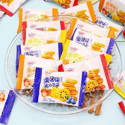 【PLUS Goodie】Fruit Flavor Jam-Filled Cookies with Strawberry Blueberry Filling Snacks for Breakfast Children's Snack