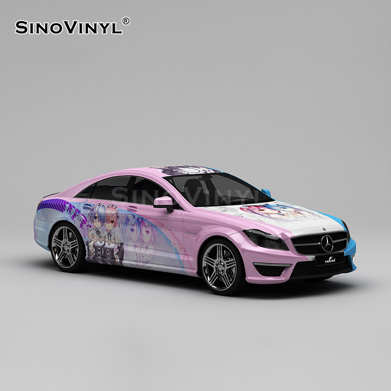 Carlake anime dolor coche serie coche que cambia de color película pretty Girl pintado pegatinas de cuerpo de coche de dibujos animados flor de cerezo coche que cambia de color