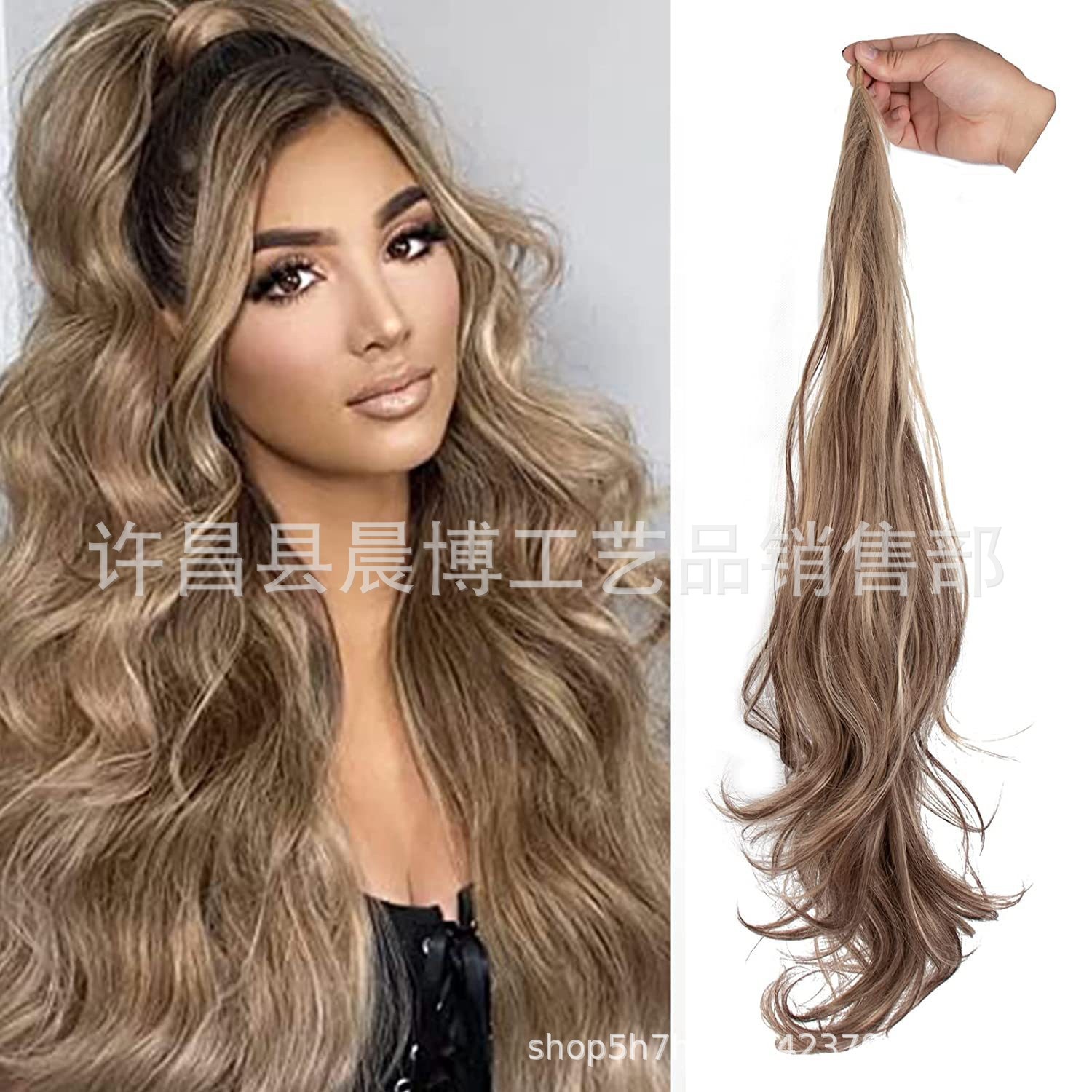 Comercio exterior transfronterizo europeo y americano fibra química peluca 32in gran pelo Cola de Caballo abrigo extensión del pelo peluca caliente