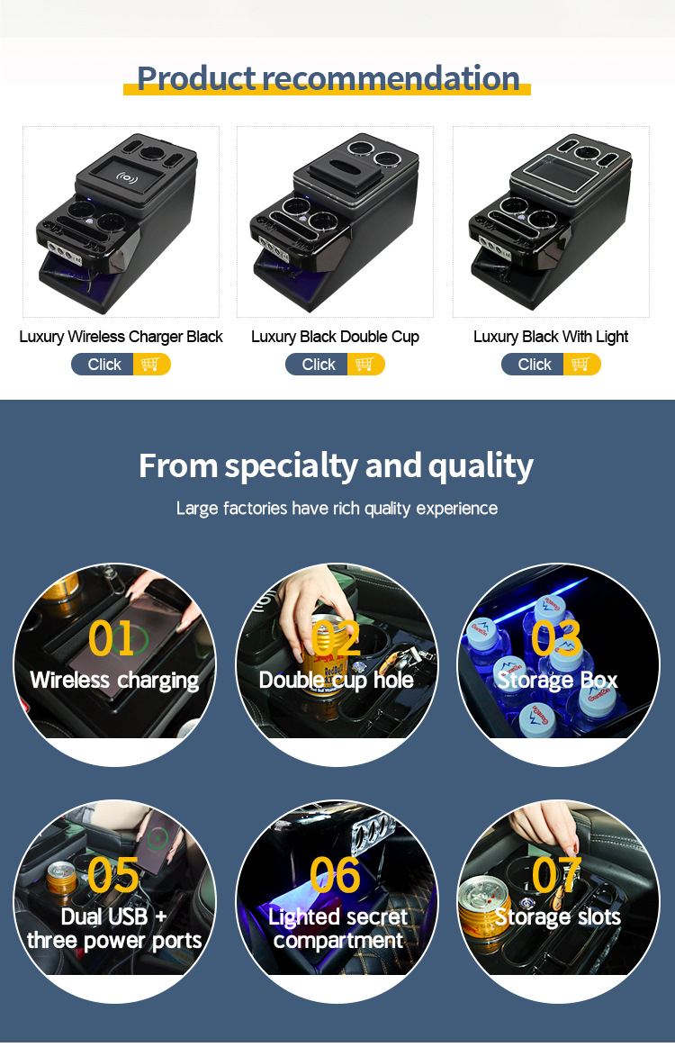 Armrest Box Storage Box for Volkswagen Caravelle/Multivan T5 T6 Luxgen