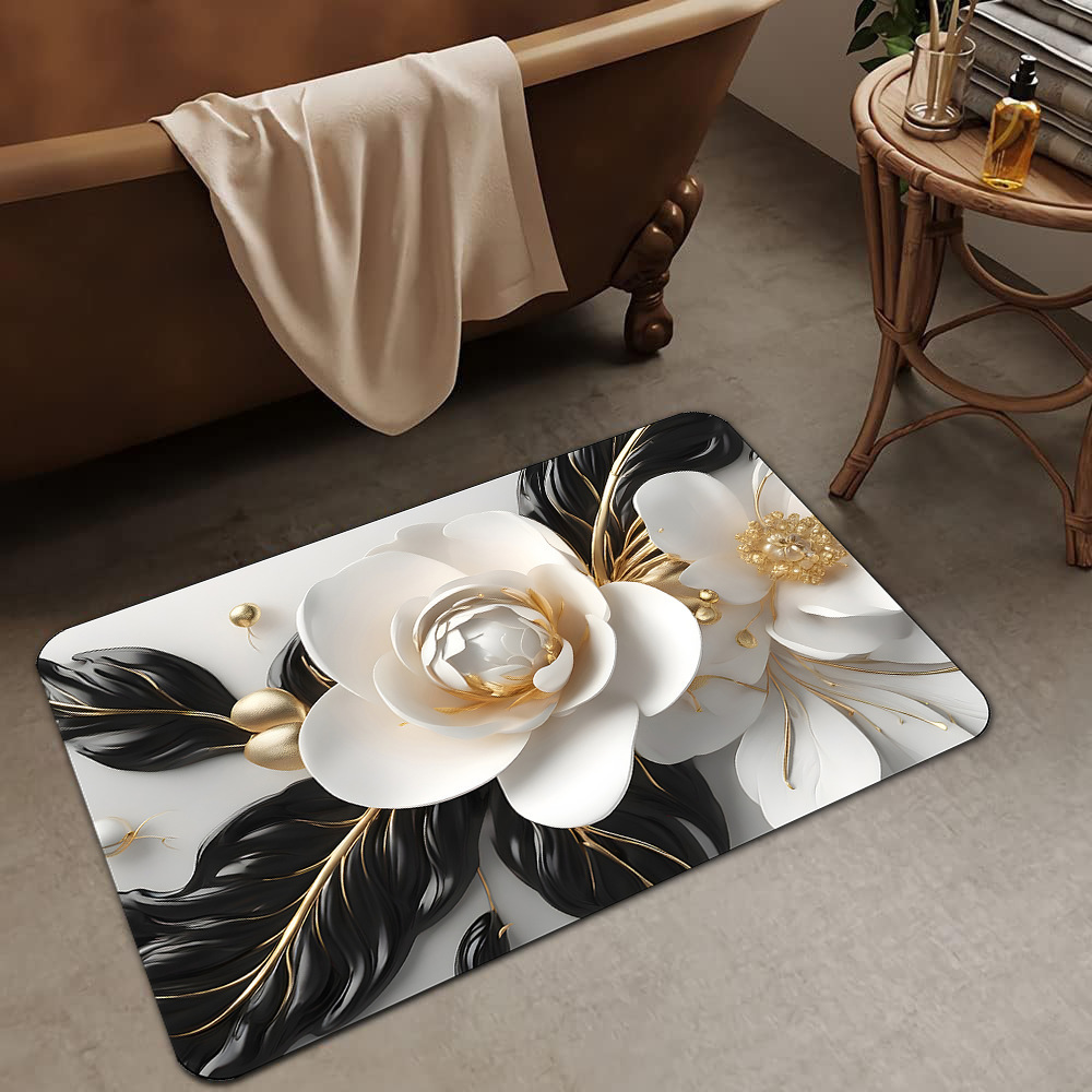Alfombrilla de barro de diatomeas de flores tridimensionales de lujo ligero transfronterizo, alfombrilla de baño, alfombrilla de pie absorbente y antideslizante para el hogar, alfombrilla de entrada