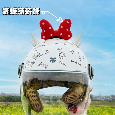 Motosiklet dəbilqələri — Scooter Stereo Stickers Electric - red-polka-dot-bow-three-dimensional-velcro-removable