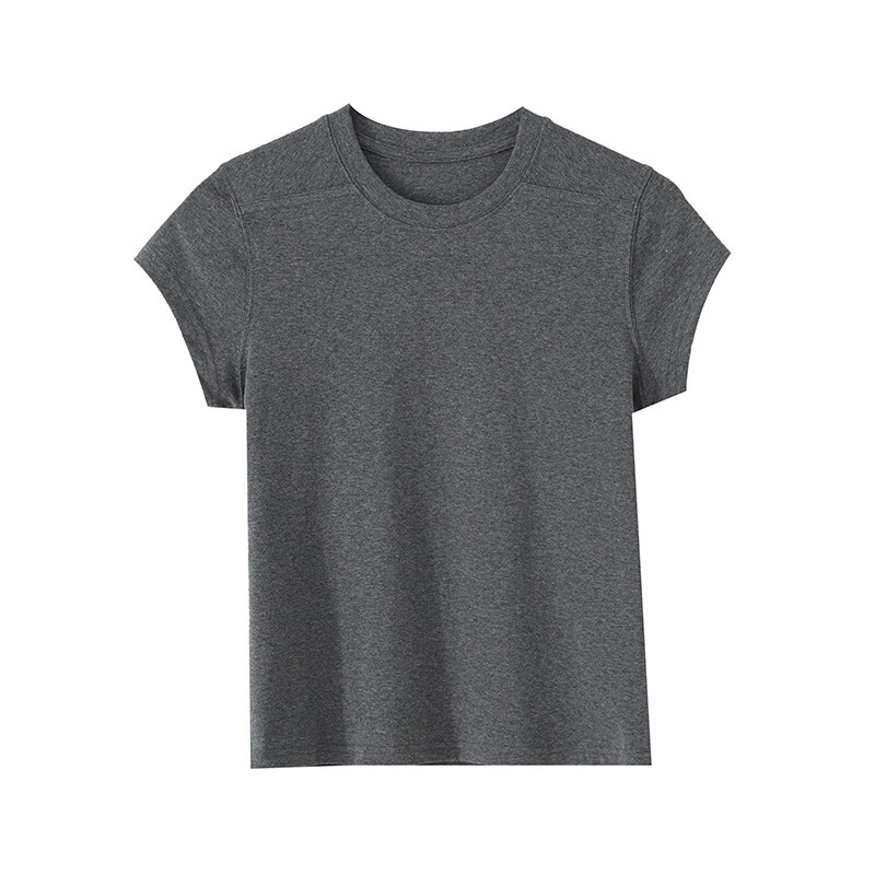 Horseshoe Brand Solid Color Raglan Casual Versatile Short-Sleeve T-Shirt and Jeans Sports Set for Women in Summer, Available in White, Gray, and Black Horseshoe Brand Solid Color Raglan Casual Versatile Short-Sleeve T-Shirt and Jeans Sports Set for Women in Summer, Available in White, Gray, and Black