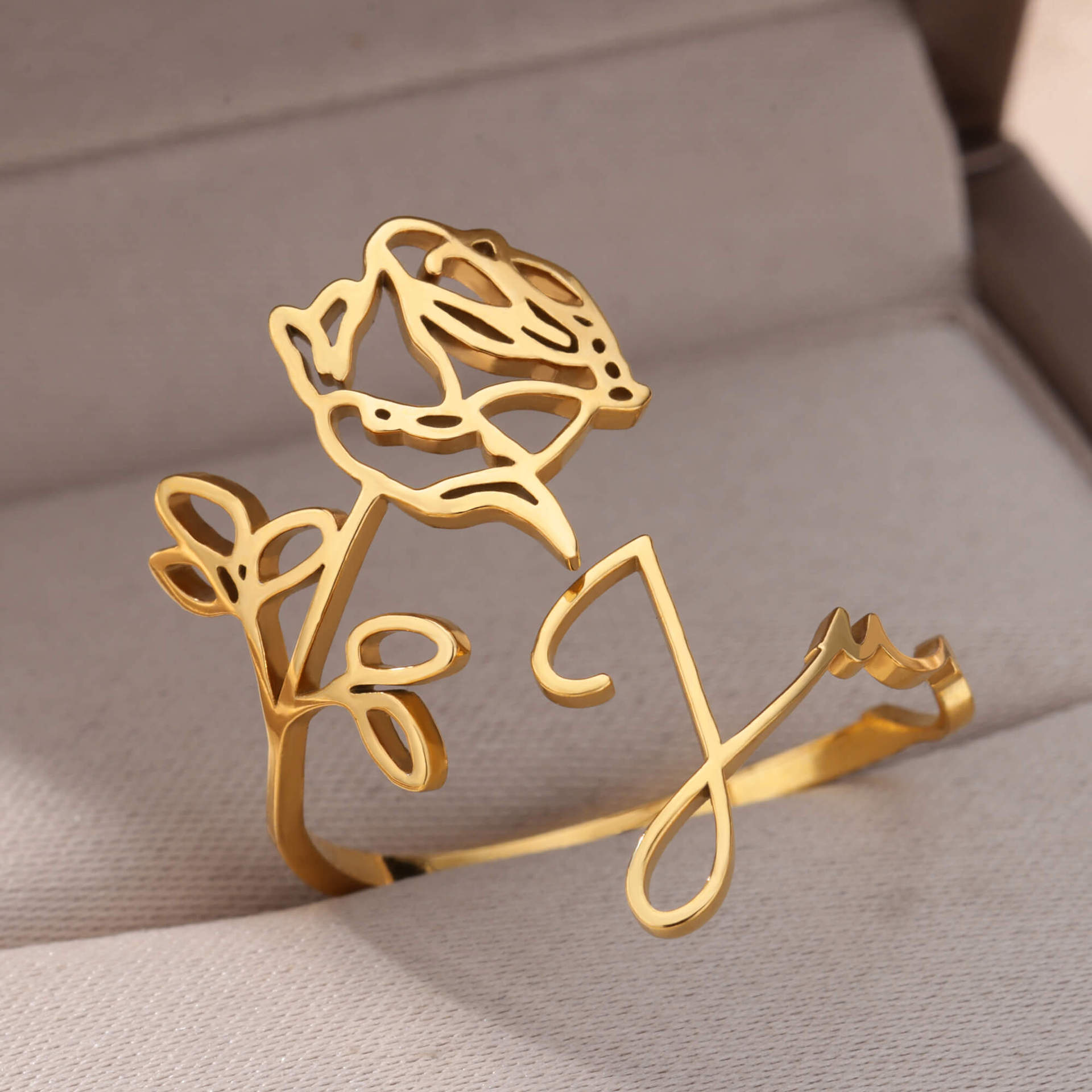 Joyería Al Por Mayor Estilo Vintage Estilo Clásico Flor Acero Inoxidable 304 Enchapado Anillos Abiertos display picture 23