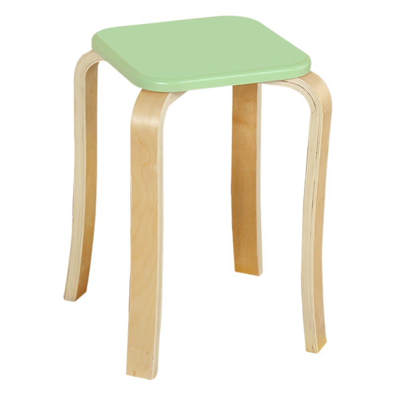 Curved Wooden Stool, Square, Solid Wood, Durable, Thickened, Simple and Stylish, Bench for Adults, Home Use, Stackable, Commercial Dining Table Stool