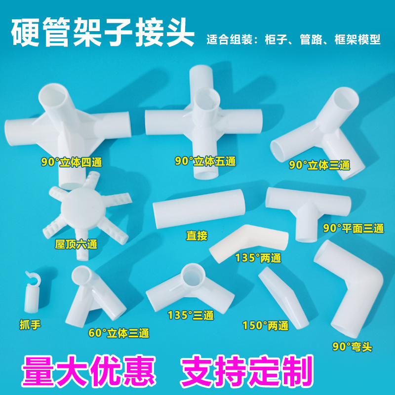塑料接头连接件帐篷配件立体直角弯头摄影棚外卖箱支架而二三四通