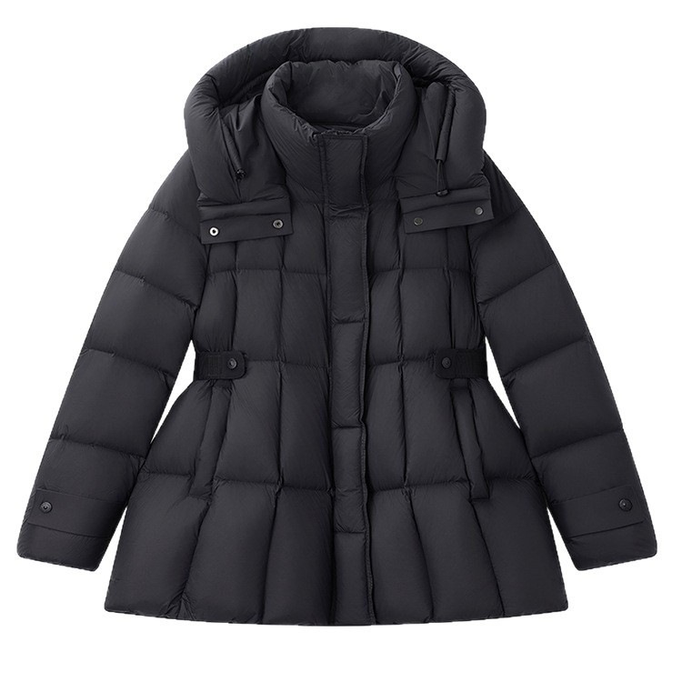 2025冬新款收腰羽绒服女中长款连帽加厚高品质白鸭绒网红显瘦外套|undefined