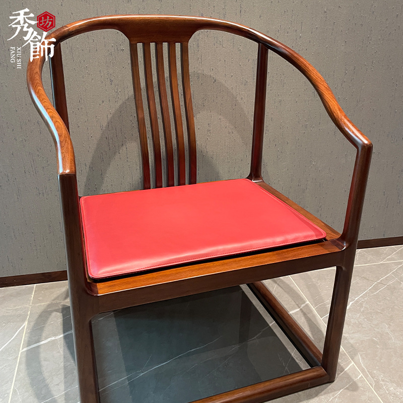 现代中式高档双面仿皮坐垫红木沙发座垫子圈椅餐椅垫四季通用