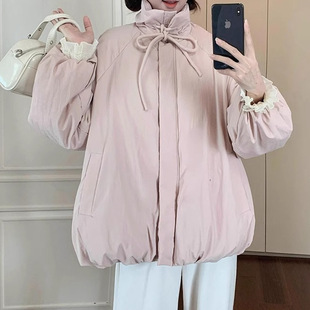 Korean style milk whirring pink small bud cotton-padded jacket coat women's winter playful sweet super good-looking warm cotton-padded jacket