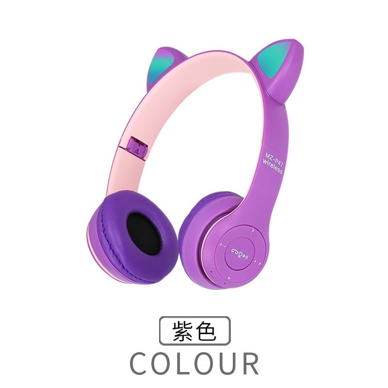 クロスボーダー専用MZ47新型p47M猫耳発光ステレオヘッドセットbluetoothヘッドセットメーカー直供|undefined