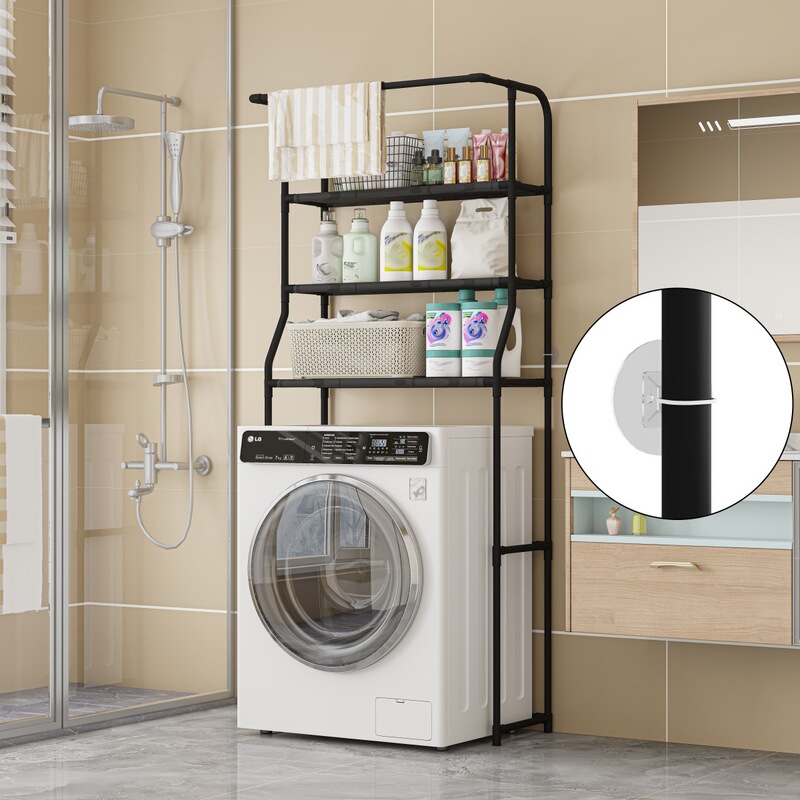 Cross-Border Exclusive Dropshipping Washing Machine Storage Rack Bathroom Storage Rack Towel Bar Toilet Rack with Anti-Theft Buckle