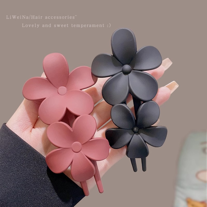 Clip de cabello de textura esmeriada flores de mujer boca de pato cabeza de grano de alto nivel clip de cabello de cabello