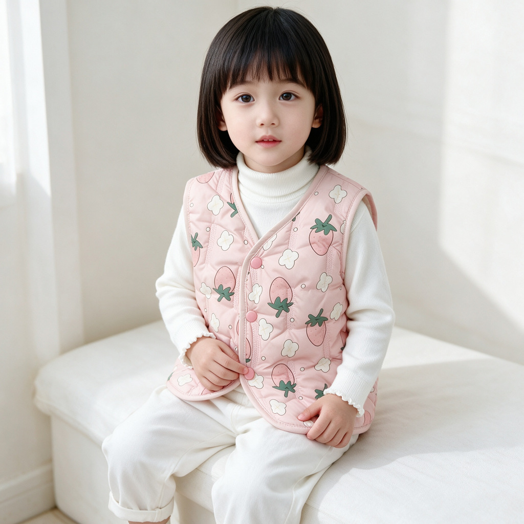 Children's vest, thick fleece-lined, warm, outerwear, innerwear, baby cotton vest, autumn and winter children's clothing