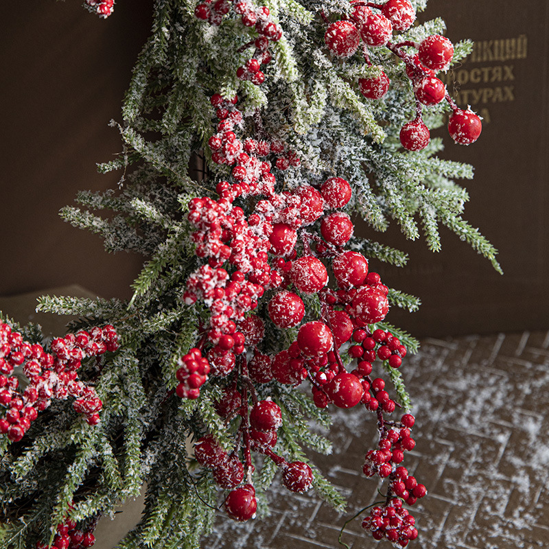 Guirnalda navideña de bayas rojas, adorno colgante para puerta, mini árbol de Navidad, decoración navideña