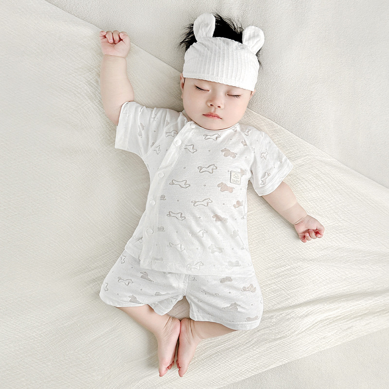 Traje de bebé verano para niños y niñas para niños pequeños, entrepierna abierta dividida de manga corta, ropa de verano para niños, ropa de bebé