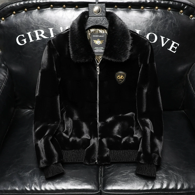 Золотая норка пуховое пальто мужская куртка норковая кожаная мужская куртка настоящая норка шерсть хайнинг меха осень зима 2024 новый стиль