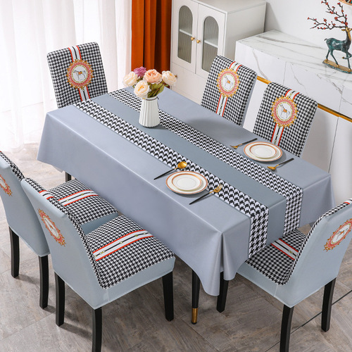 Benzhi tablecloth and chair cover set waterproof and oil-proof tablecloth elastic chair cover ins style Nordic fabric