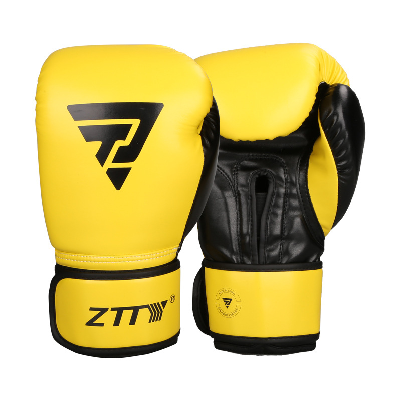 ZTTY nuevos guantes de boxeo de cuero brillante para adultos niños guantes Muay Thai guantes de lucha libre lucha saco de arena guantes de boxeo