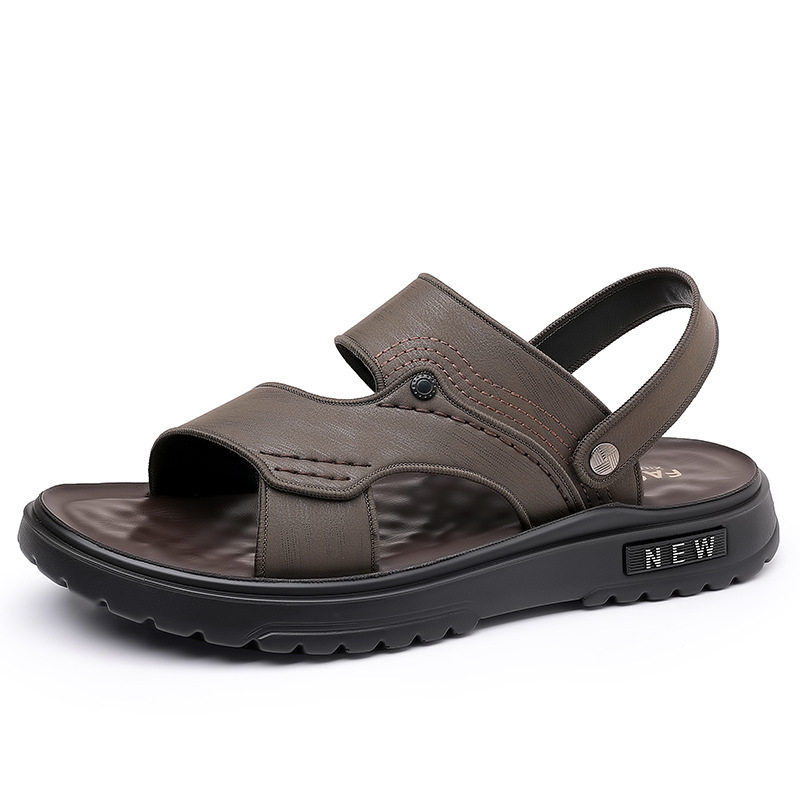 Dép sandal nam quai ngang hở ngón, đế mềm chống trượt, dùng đi ngoài trời và lái xe — 2289 kaki (kích thước giày thể thao), 2289 Đen (Kích thước giày thể thao)