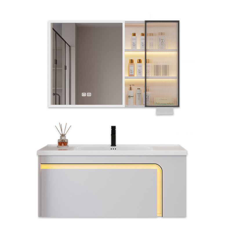Gabinete de baño de panal de abeja grueso combinado para baño de cerámica integral lavabo lateral gabinete de almacenamiento