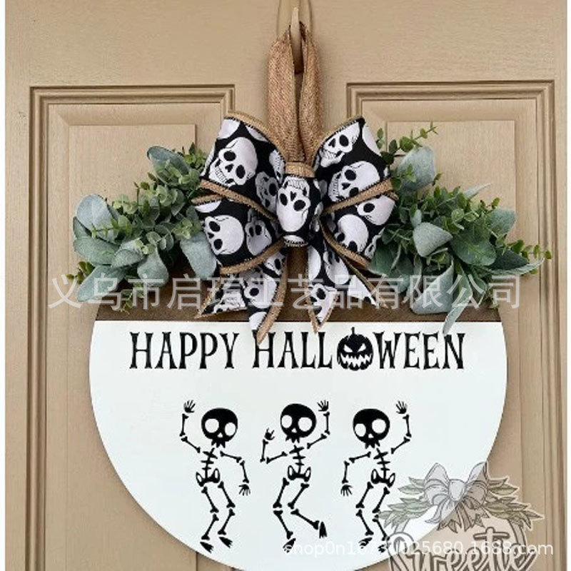 国境を越えた新製品ハロウィンクリスマスイエスホワイトゴーストBOOドアサイン装飾木製工芸品ペンダント|undefined
