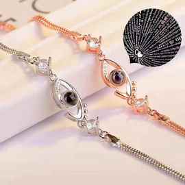 欧美热销100种语言我爱你爱的记忆恶魔之眼投影简约手链图片定 制