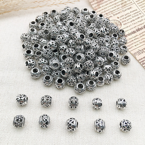 Hole 10mm Bezel Round Hole Beads Vintage Silver Plated Large Hole Separating Beads Bracelet Bead Accessories