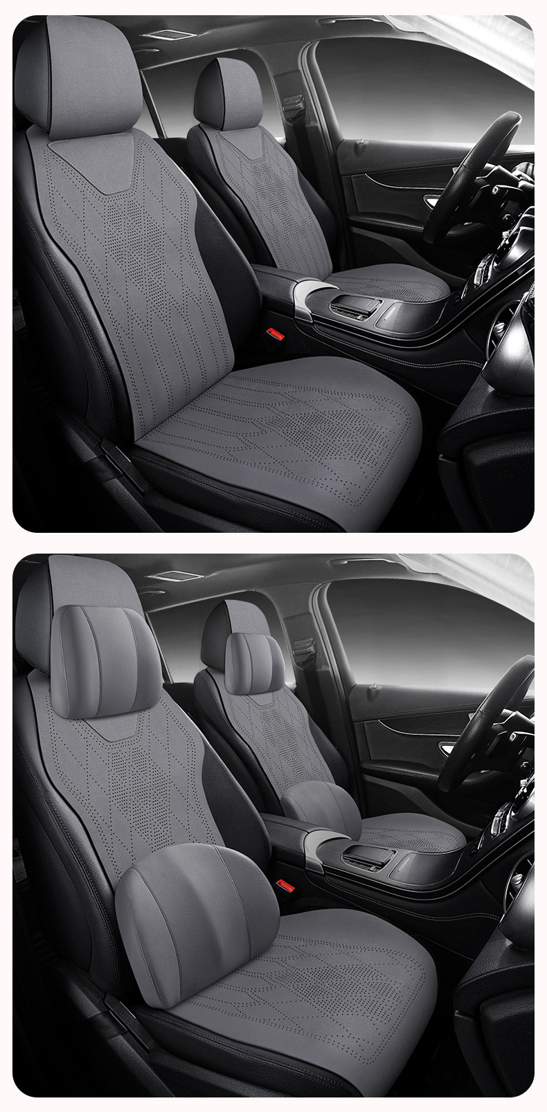 Customized all-season car seat cushion, suede perforated seat pad, breathable high-grade artificial leather saddle pad
