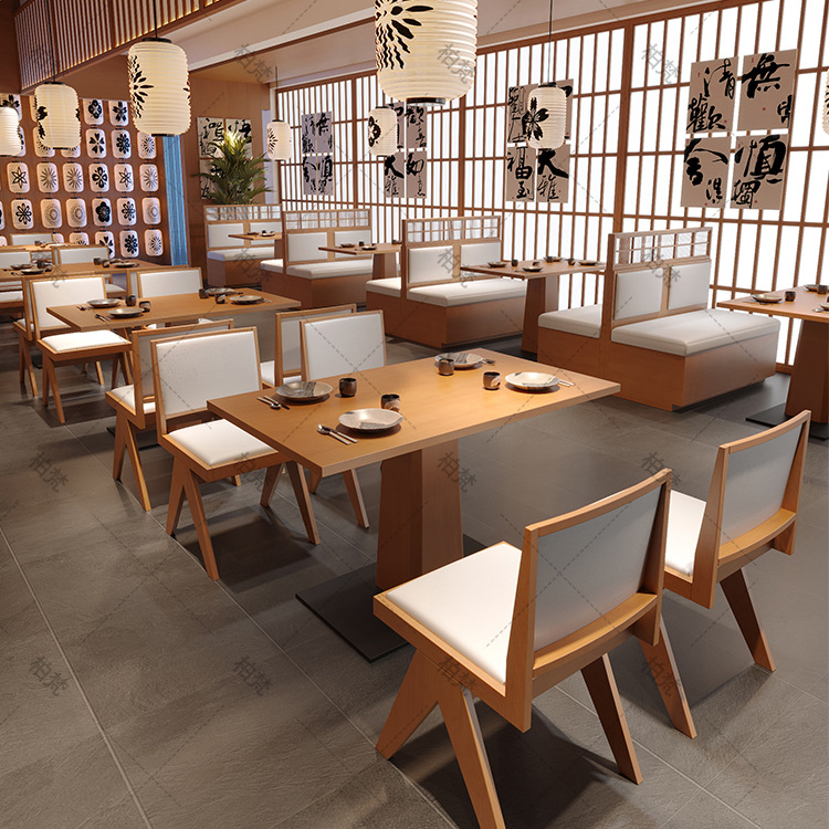 Sushi personalizado restaurante de madera maciza correa de pantalla tarjeta sofá acrílico borde de acero inoxidable sofá contra la pared