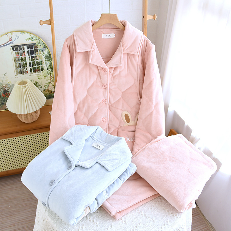 冬季月子服秋冬季孕妇睡衣加绒加厚冬天哺乳衣夹棉怀孕期家居服