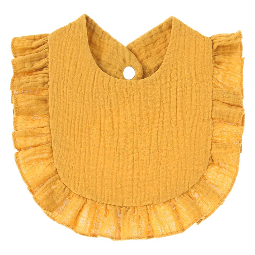New baby saliva towel ruffled children baby cotton gauze lace bib bib saliva pocket cross border