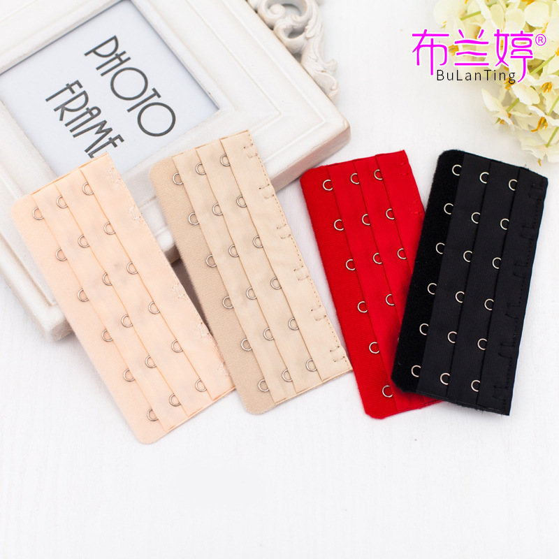 Three-row six-button bra extension buckle without packaging electroplating bra extension buckle 6-row growth bra hook back buckle