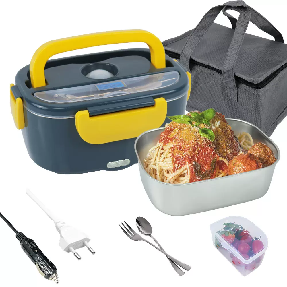 一件代发F1二合一60W 插电保温便当盒家车两用食品级材质电热饭盒