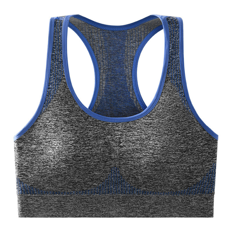 Ropa interior de Deportes de espalda de belleza en forma de I de algodón sin costura de alto carbono para mujeres Cuello redondo clásico cómodo piel-pegarse ropa interior deportiva inalámbrica