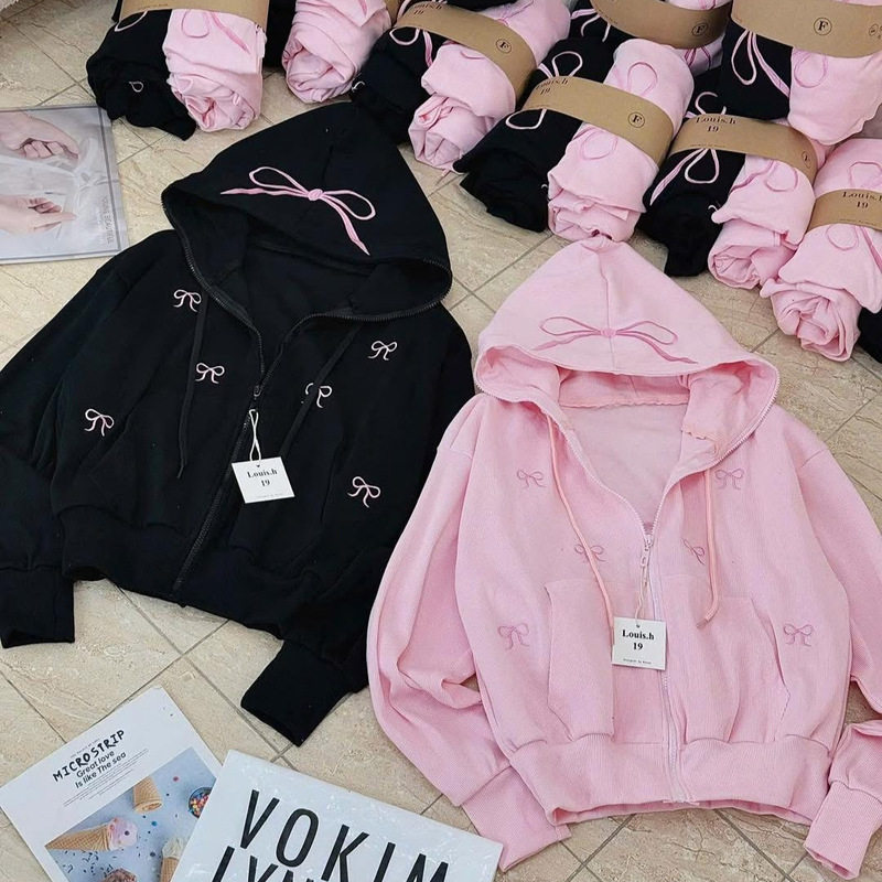 Pink Sweatshirt Women's 2025 New Spring & Fall Versatile Hooded Jacket Age-Reducing Zipper Cardigan Casual Loose Top