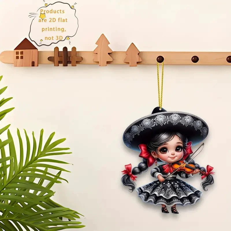 Новый мексиканский этнический стиль, акриловый плоский автомобильный кулон для маленькой девочки, кулон