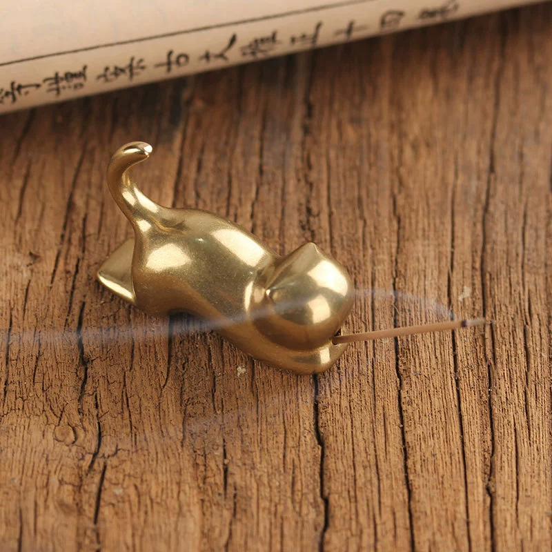 Милый Китти Латунь Ароматерапия Плита Украшения Мягкий Отверждение Чай Pet Ручка Держатель Бытовой Крытый Линия Сандаловое дерево