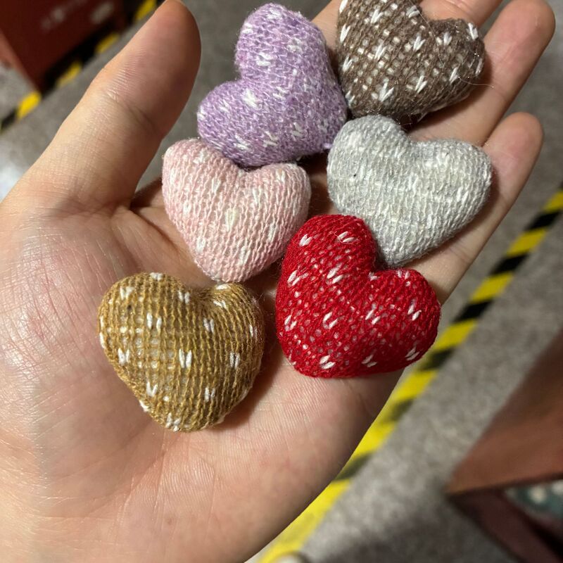 布艺手工diy配件 波点毛线爱心配饰 鞋包童装充棉辅料 钩针桃心|undefined