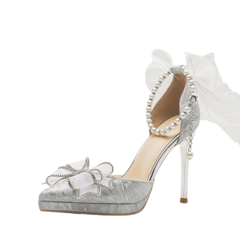 2026 Spring Bowknot Platform High Heel Women, Thin Heel, Fahionable, Comfortable For 18-Year-Old, Adult Ceremony_voghion.com