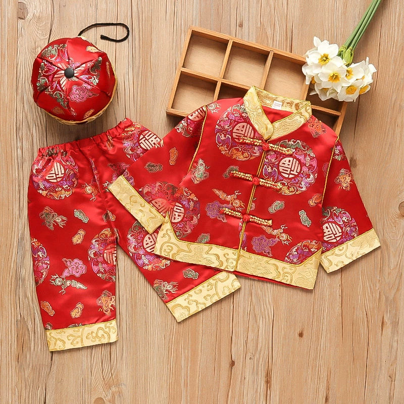 [Весенне-осенний стиль] Мужской и женский костюм Тан Детский костюм Тан Детское платье в этническом стиле Детский костюм на день рождения