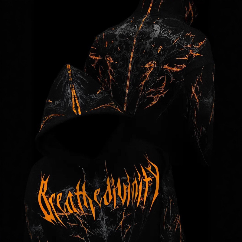 Breathedivinity Devil Skull Print Fitness Top Men's Casual Sweatshirt Sports Hoodie Trendy