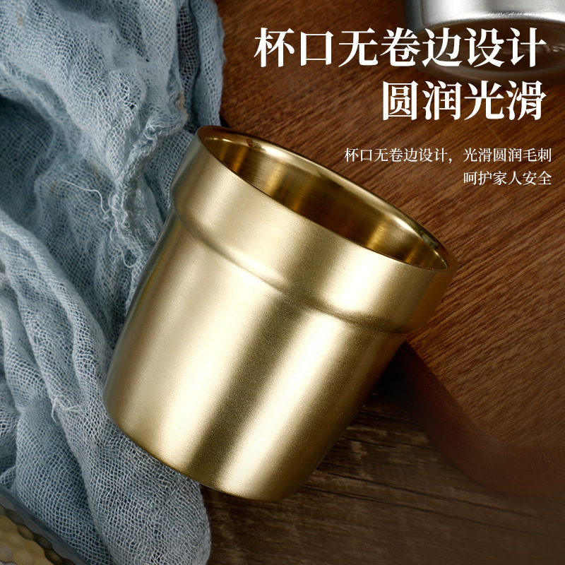 Taza Térmica de Acero Inoxidable 304 – Doble Pared, Dorada, Ideal para Bebidas Frías o Calientes