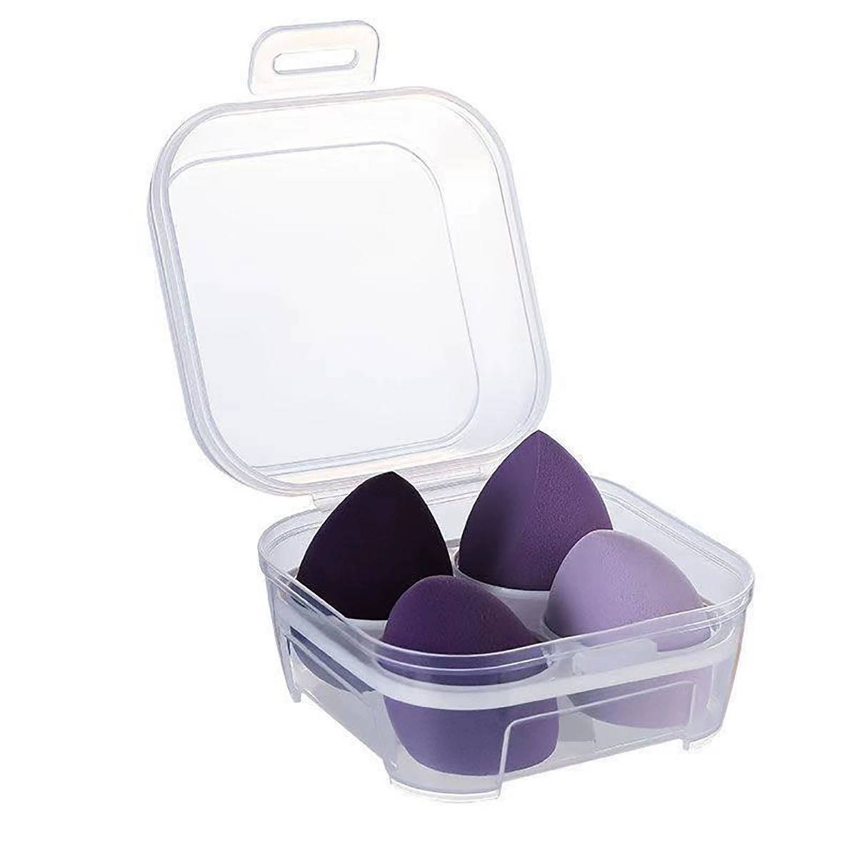 Makeup Sponge Set, 4-Cell Compact Case, Soft Round Cosmetic Blenders (assorted colors)