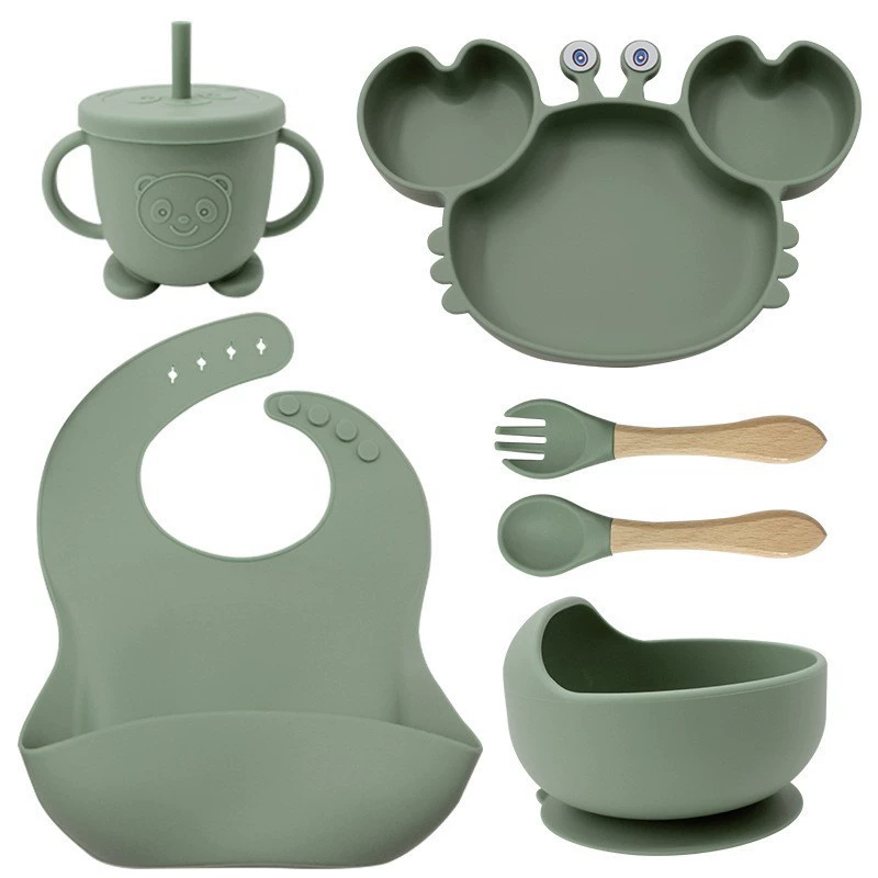 Children's silicone tableware, set, cartoon food silicone, dinner plate